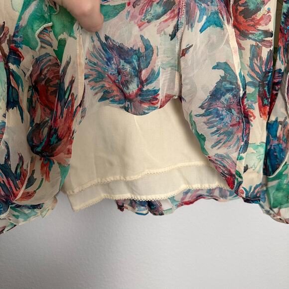 Anthropologie Soft Printed Mini Dress Flutter Sleeves Watercolor Floral Size 2X - Picture 9 of 13